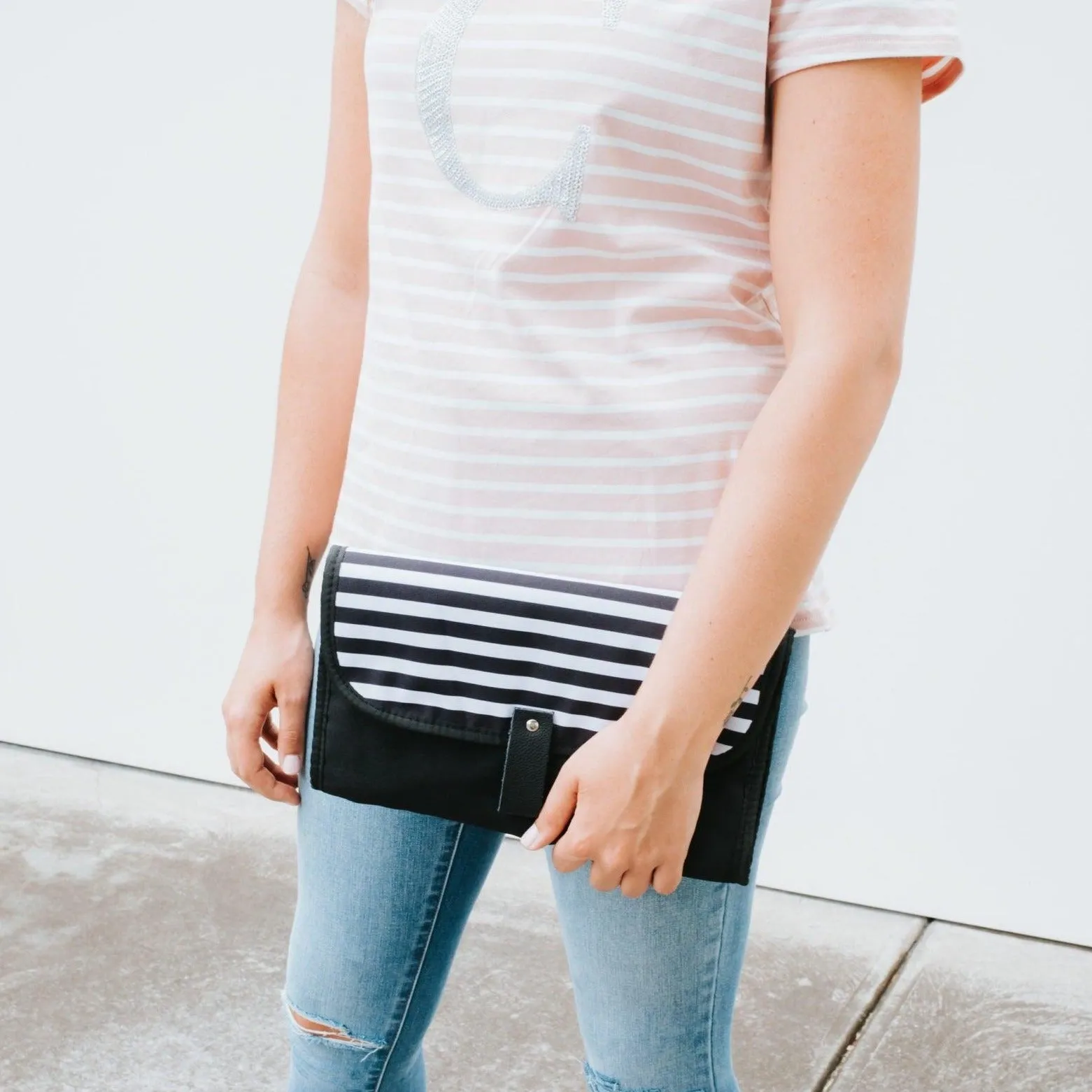 Nappy Baby Change Mat Travel Clutch | Zebra Crossing