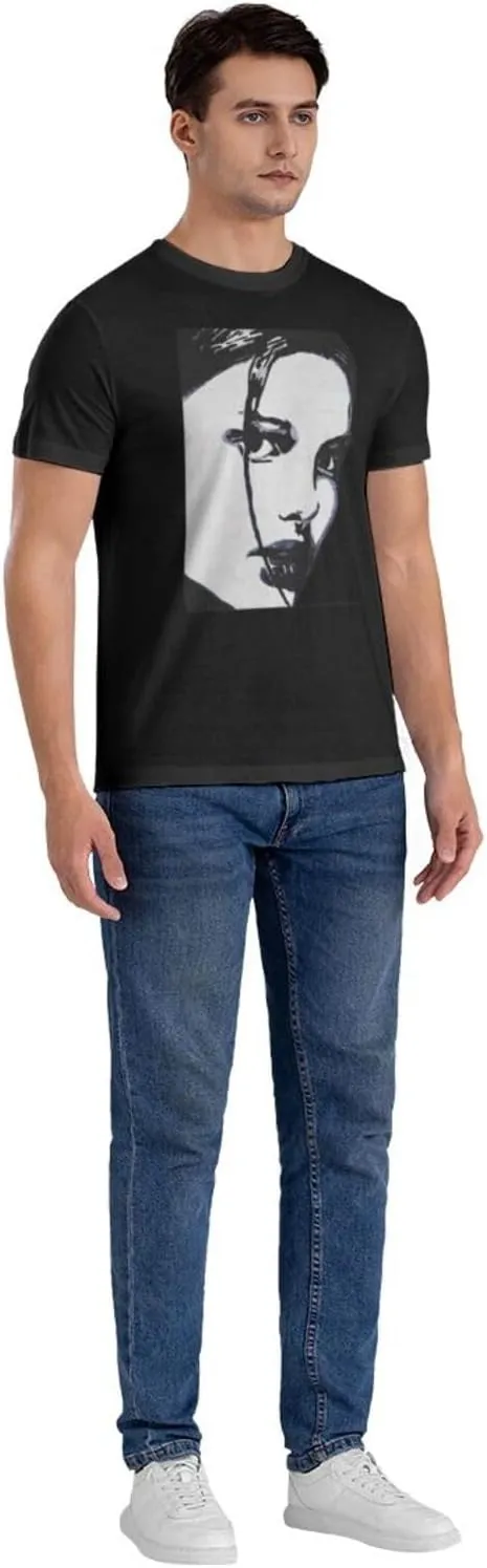Natalie Music Portman Men's T-Shirts Short Sleeve Cotton Casual Basic Tee Shirts Black