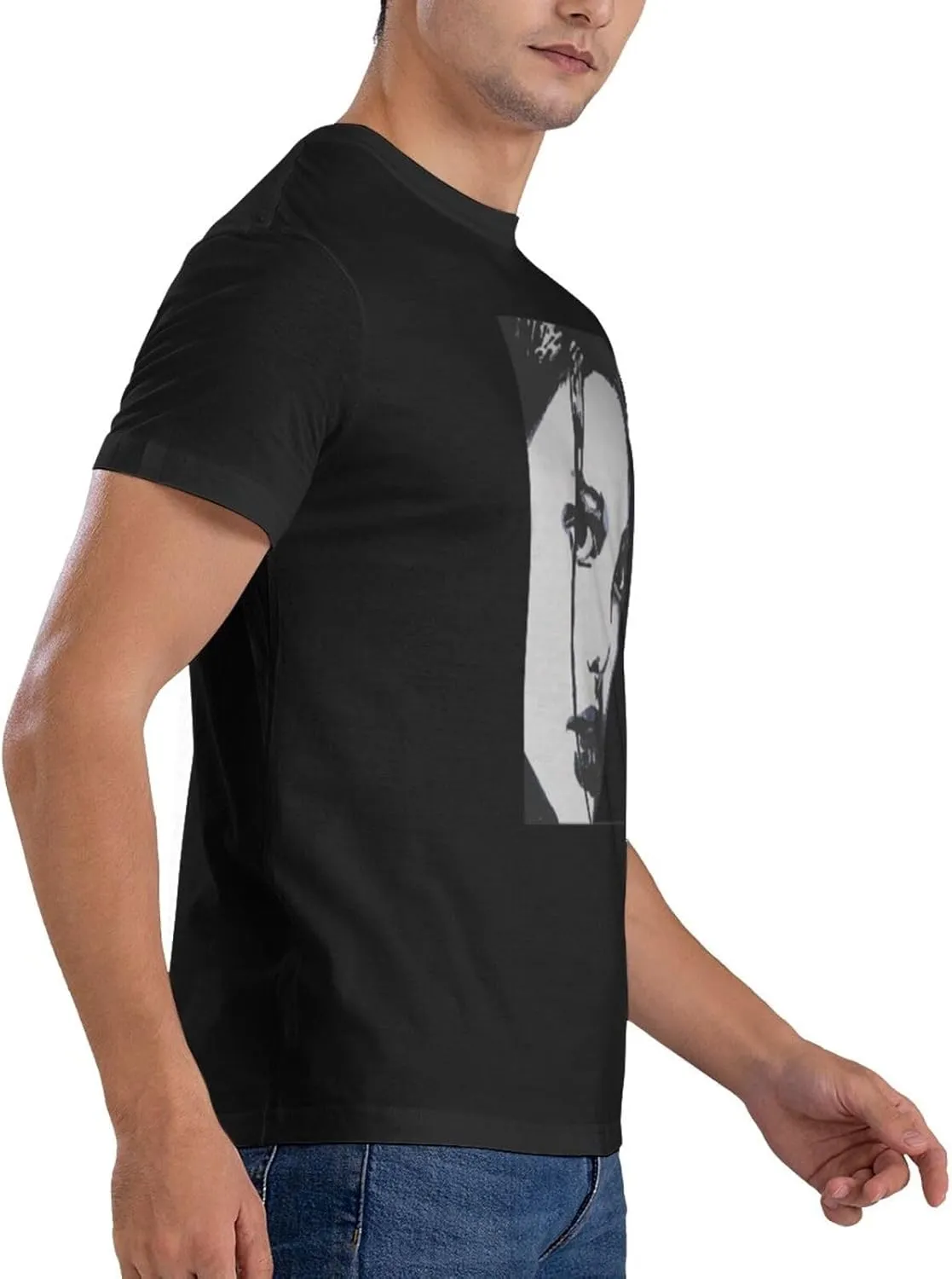Natalie Music Portman Men's T-Shirts Short Sleeve Cotton Casual Basic Tee Shirts Black