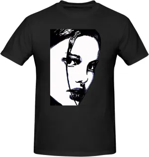 Natalie Music Portman Men's T-Shirts Short Sleeve Cotton Casual Basic Tee Shirts Black