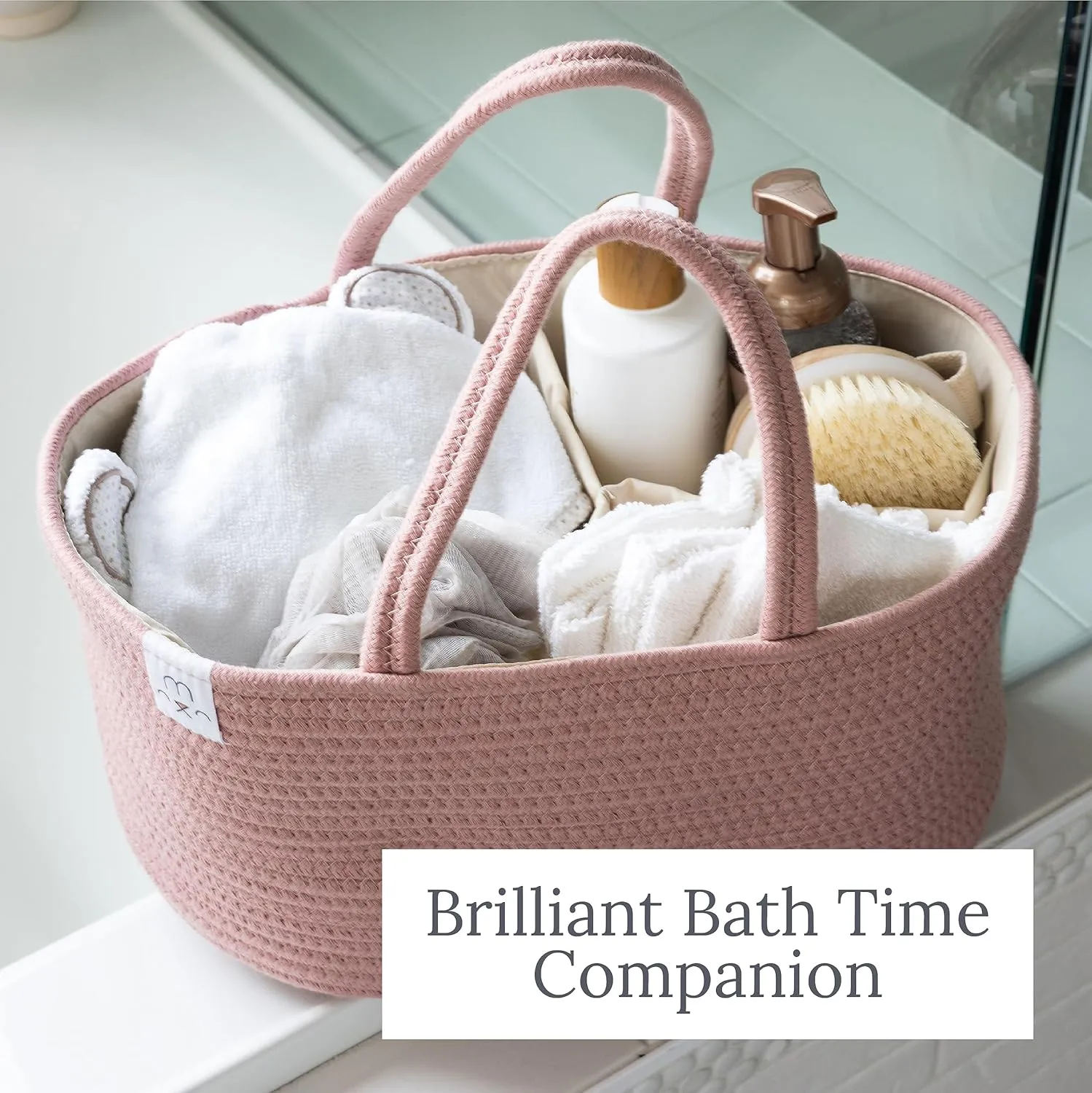 Natemia Baby Nappy Caddy Organiser - Large Portable Baby Caddy for Diapers and Wipes, Baby Basket for Newborn, Baby Storage Basket, Baby Baskets for Hampers, Gift Basket