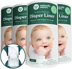 Naturally Nature Disposable Cloth Diaper Liners, Unscented, Fragrance-Free, Chlorine Free Diaper Inserts - 400 Count - (4 Rolls, 100 Sheets per Roll)