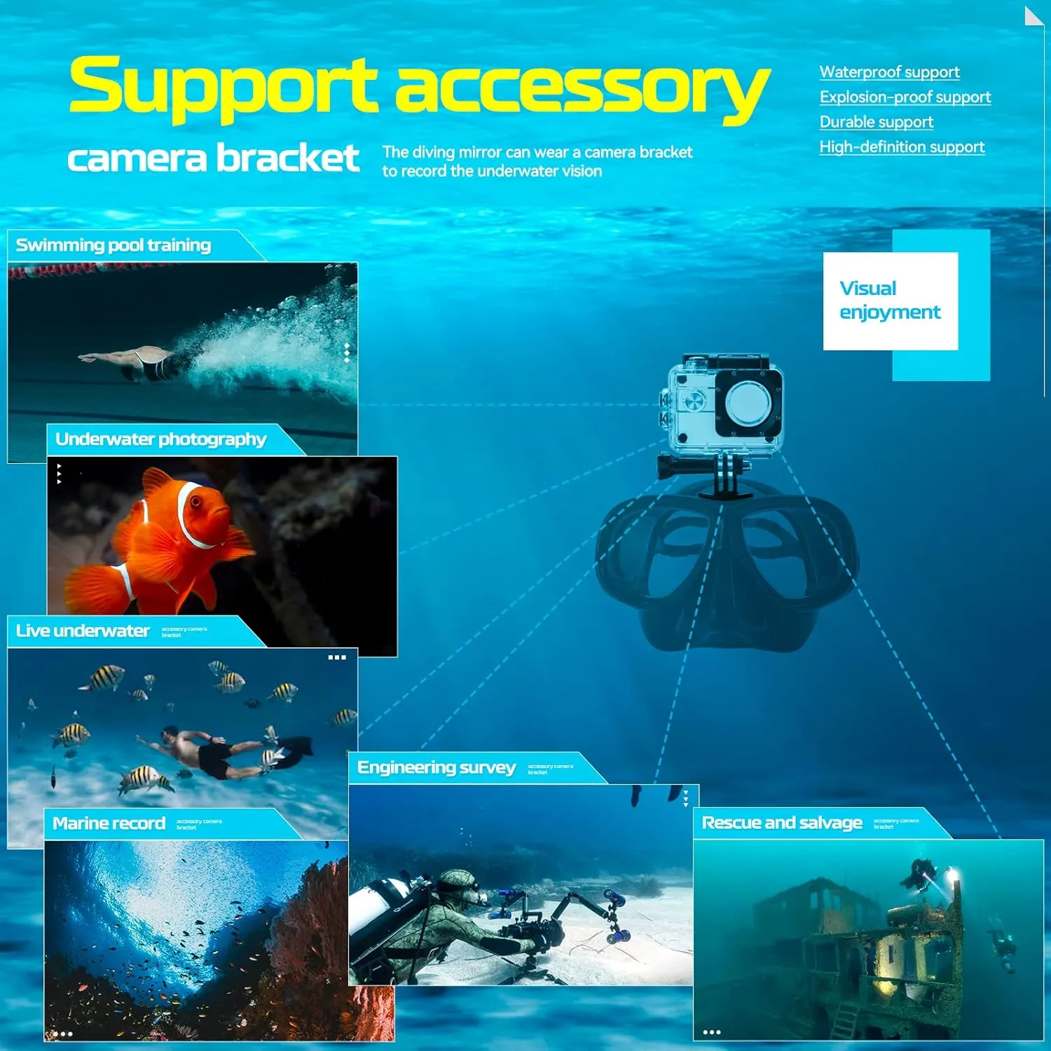 Nearsighted Snorkel Gear, Nearsighted Dry Snorkel Mask Set for Adult Youth, Nearsighted Anti Fog Diving Mask with Detachable Camera Mount & Adjustable Strap for Scuba Diving, Snorkeling, Freediving