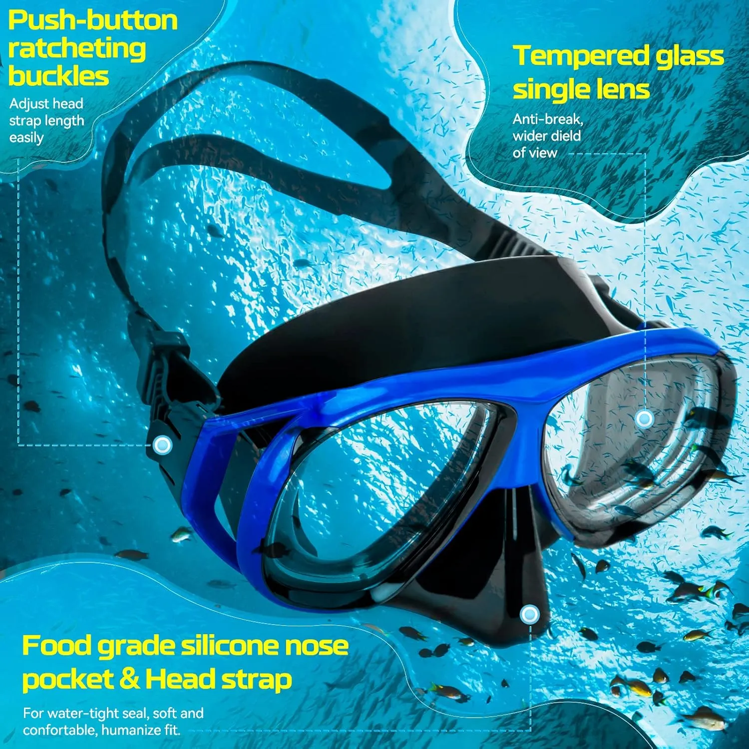 Nearsighted Snorkel Gear, Nearsighted Dry Snorkel Mask Set for Adult Youth, Nearsighted Anti Fog Diving Mask with Detachable Camera Mount & Adjustable Strap for Scuba Diving, Snorkeling, Freediving