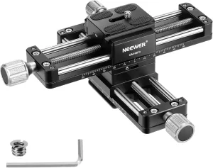 NEEWER 4 Axis Macro Focusing Rail, 360° Rotatable Aluminum Alloy Macro Rail Slider with Acra Type Quick Release Plate & 1/4" Screw for Camera Camcorder Film Macro Photography Close Ups, GM-MP3
