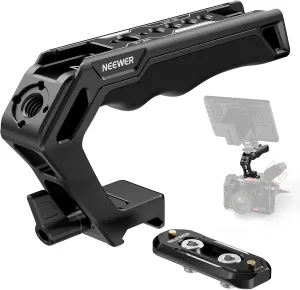 NEEWER Top Handle and NATO Rail Kit, Comfort Silicone Grip with Quick Release NATO Clamp, 3 Cold Shoes and 1/4" 3/8" ARRI Threads, Compatible with SmallRig Camera Cage Video Rig, CA008