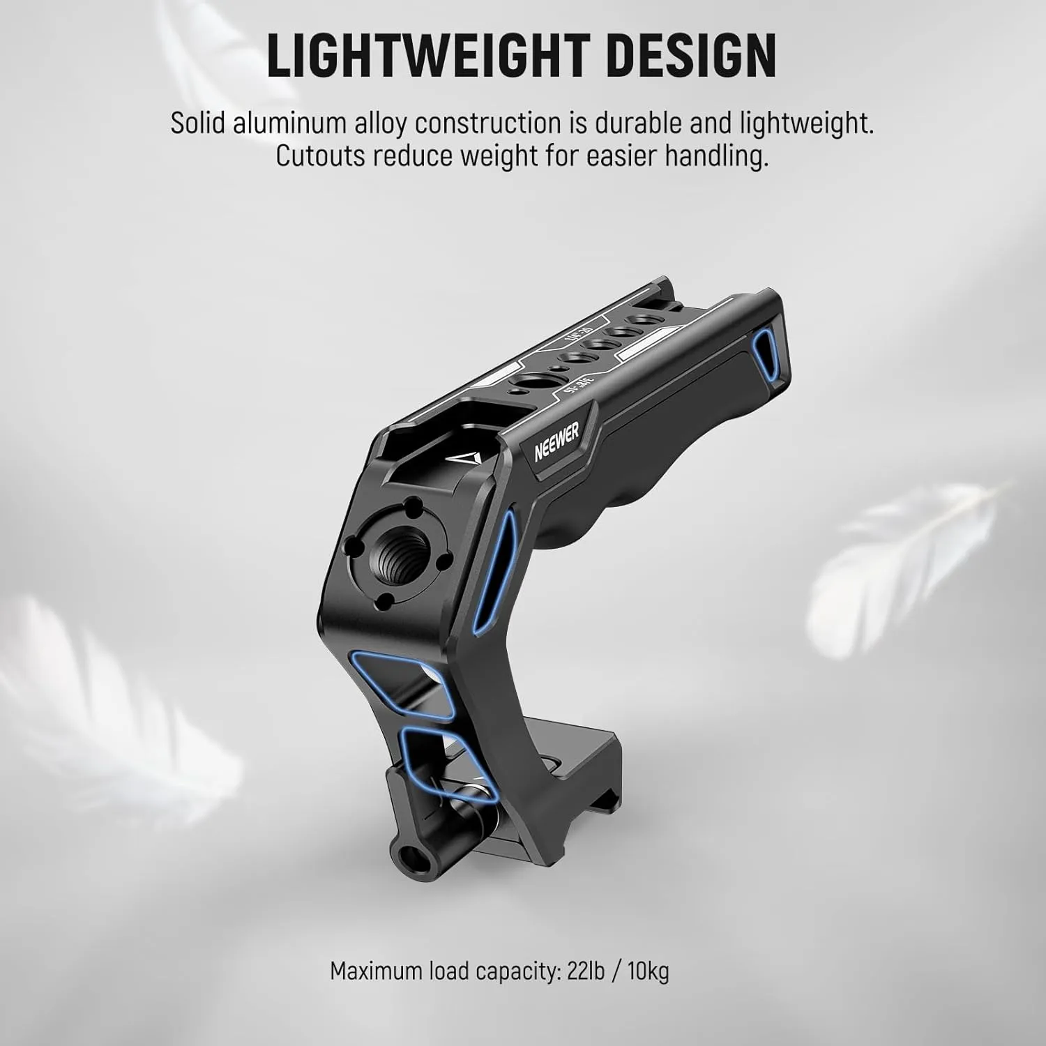 NEEWER Top Handle and NATO Rail Kit, Comfort Silicone Grip with Quick Release NATO Clamp, 3 Cold Shoes and 1/4" 3/8" ARRI Threads, Compatible with SmallRig Camera Cage Video Rig, CA008