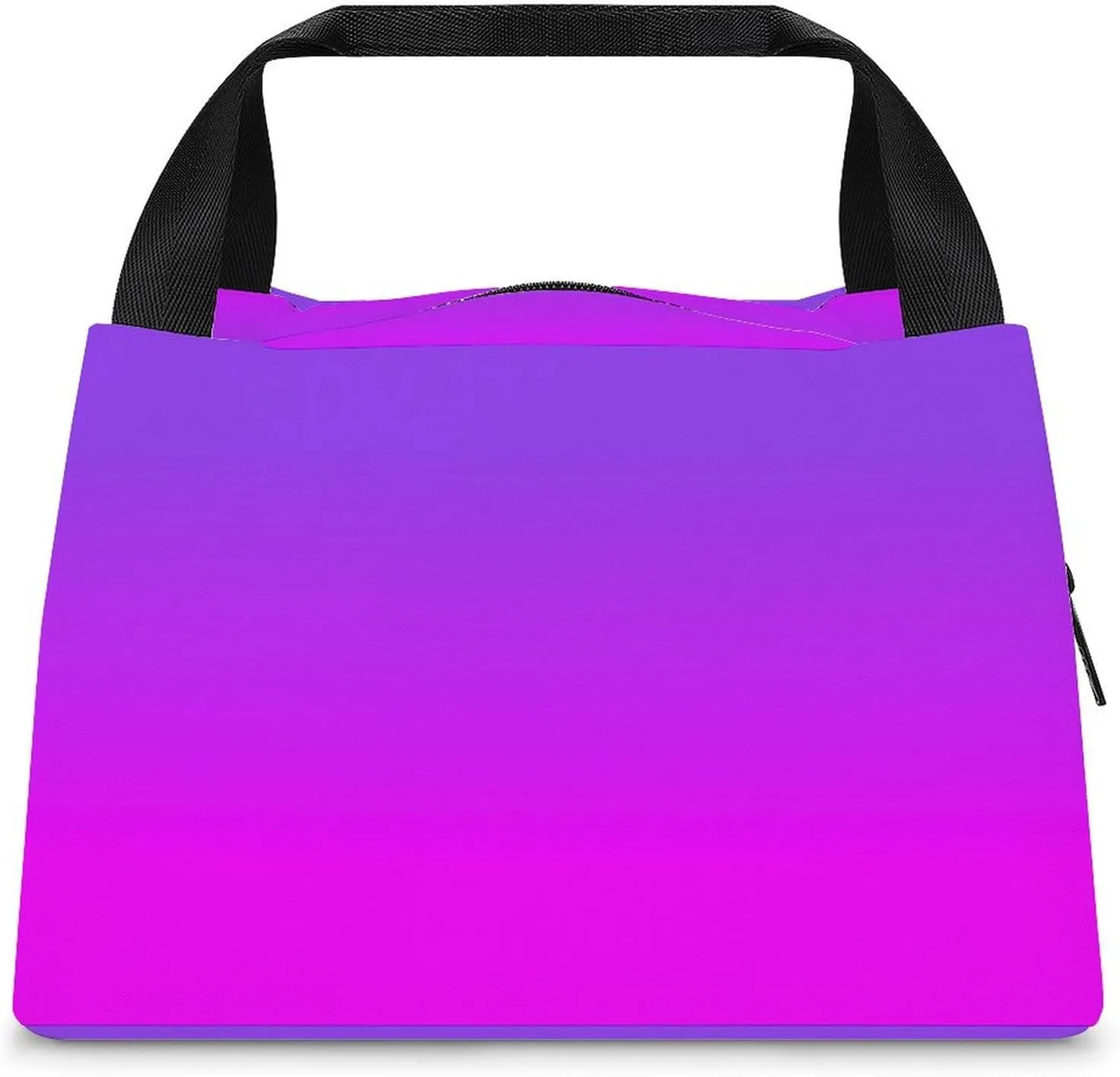 Neon Purple And Hot Pink Ombre Shade Color Fade Insulated Lunch Bag, Reusable, Portable, And Insulated Work Travel Handbag
