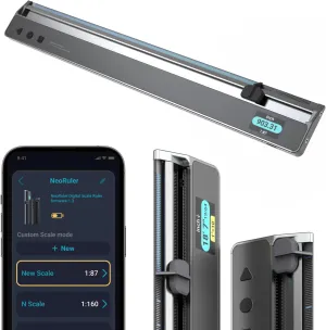 NeoRuler Digital Scale Ruler, 12 inch Smart Scale Ruler with Infinite Customized Scales and ±0.004 inch Accuracy, 93 Built-in US Imperial, Metric Scales, Architectural and Engineering