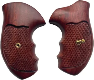 New! Grips Compatible with Tauurus Small Frame M85 605 850 851 905 941 .38 Special Combat Style Checker on Wood (Thai Handmade)