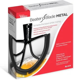 New Metro Design XL-MAX Metal Beater Blade, works with KitchenAid 5 , 6, 7, 8-Quart Stand Mixers, Black