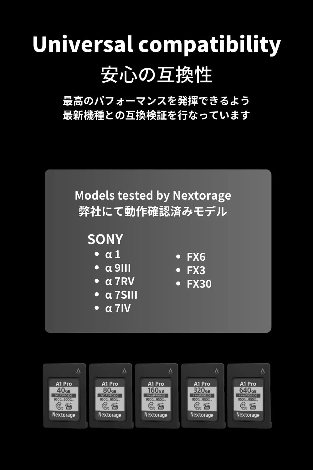 Nextorage Japan CFexpress Type A Card NX-A1PRO 160GB VPG 400 Urtla Fast Read 950MB/s Write 950MB/s