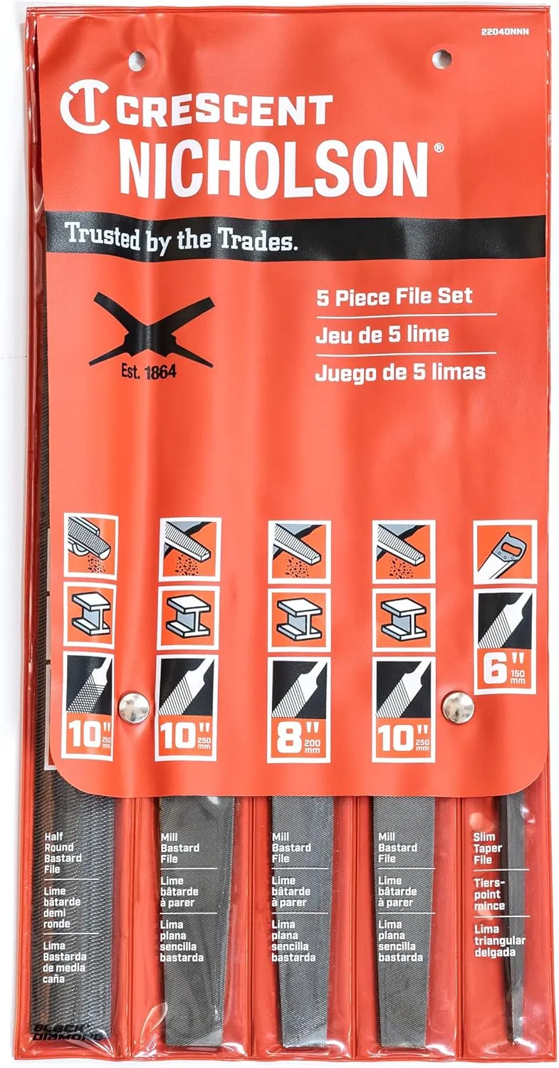 Nicholson 5 Pc 6", 8"& 10" General Purpose File Set - 22040NNN, Multi, One Size
