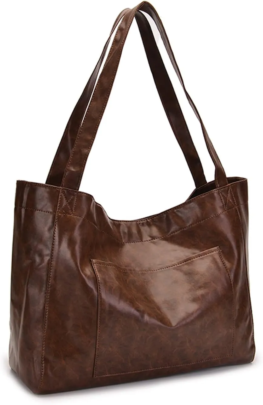 NICOLE & DORIS Large Shoulder Tote for Women - Casual Soft Leather PU Shopping Handbag - Travel Work Hobo Bag