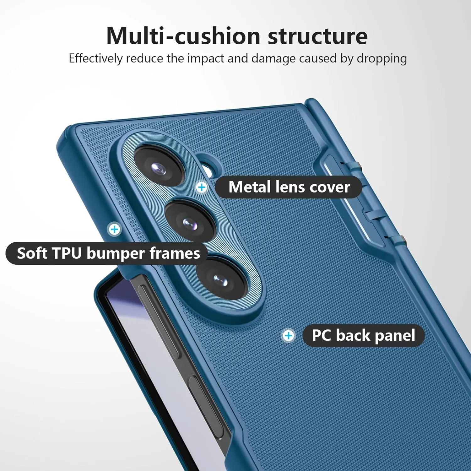 Nillkin for Samsung Galaxy Z Fold 6 Magnetic Case with Screen Protector, [Compatible with MagSafe][Hinge Protection] Frosted Texture Slim Fit Protective Phone Case for Galaxy Z Fold 6 Case Blue