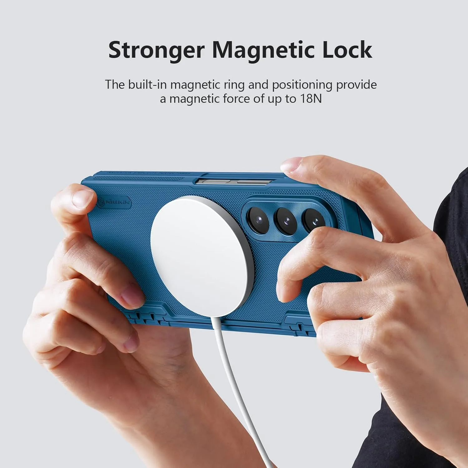 Nillkin for Samsung Galaxy Z Fold 6 Magnetic Case with Screen Protector, [Compatible with MagSafe][Hinge Protection] Frosted Texture Slim Fit Protective Phone Case for Galaxy Z Fold 6 Case Blue