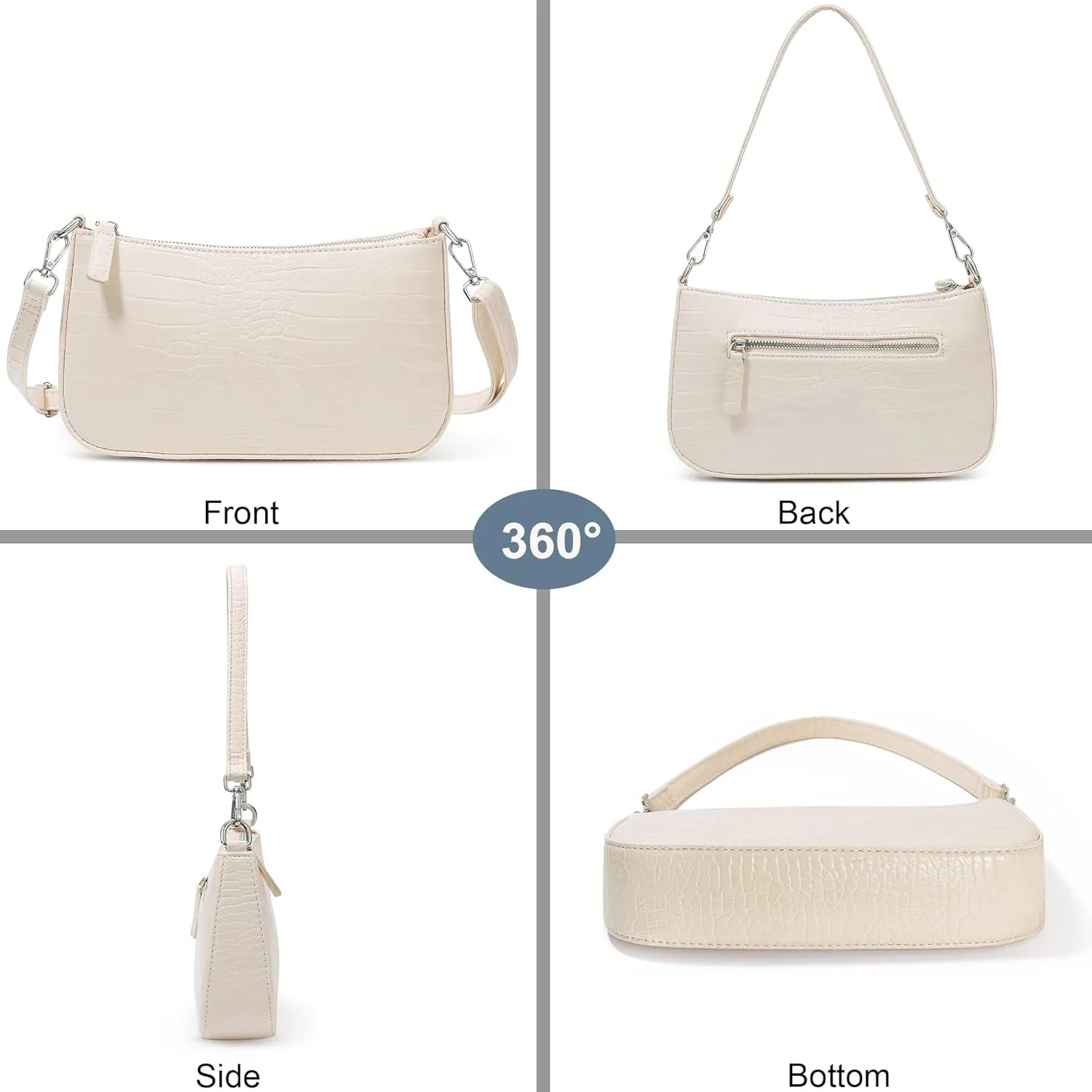 NIUEIMEE ZHOU Small Shoulder bag with 2 Removable Straps Cross Body Clutch Purse Handbag for Women
