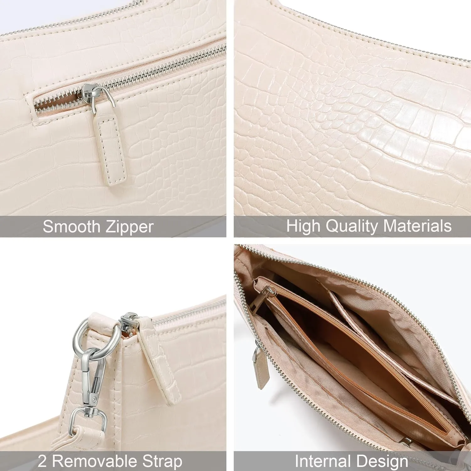 NIUEIMEE ZHOU Small Shoulder bag with 2 Removable Straps Cross Body Clutch Purse Handbag for Women