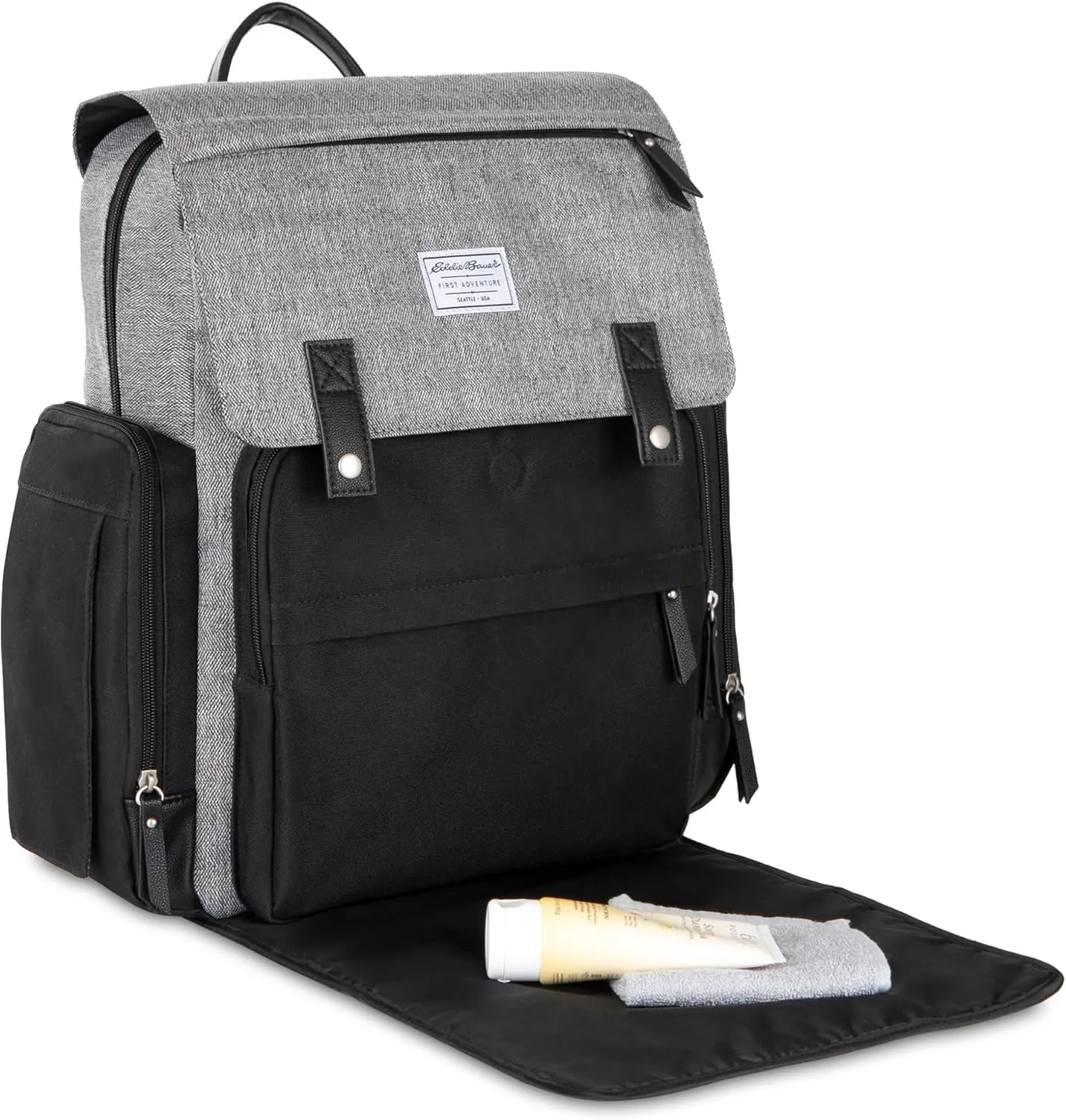 NOJO Eddie Bauer Cascade Sport Backpack Diaper Bag - Black, Gray