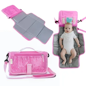 Non-Toxic Safe | Portable Diaper Changing Pad | Fits Most Public Changing Tables | Portable Changing Pads | Touchscreen Friendly and Wipes& Cream Pockets | Changing pad Portable | Japanese (Pink)