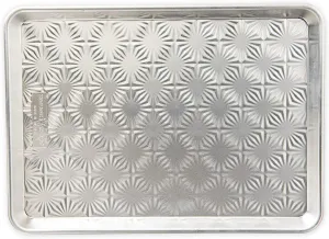 Nordic Ware Embossed Naturals Vintage Starburst, Natural Uncoated Aluminum with Reinforced Steel Rim Prevents Warping, Half Sheet
