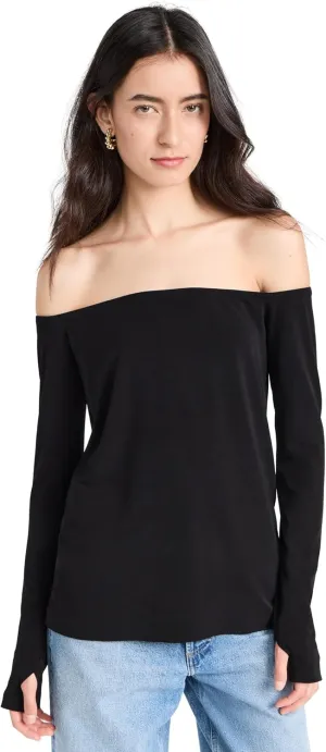 Norma Kamali Women's Long Sleeve Off Shoulder Top