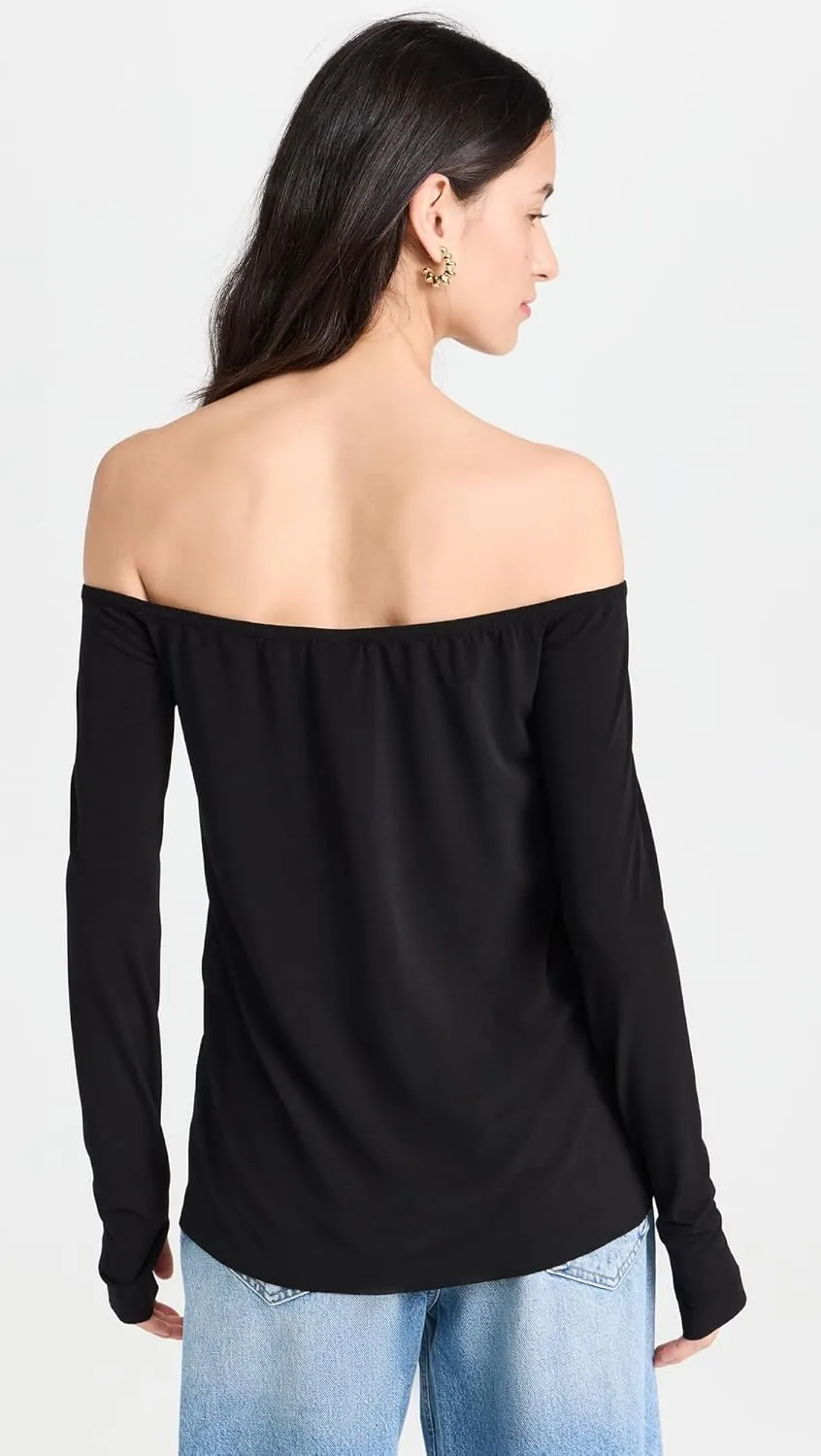 Norma Kamali Women's Long Sleeve Off Shoulder Top