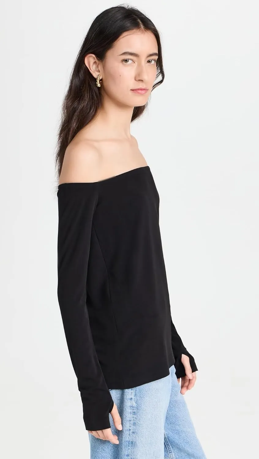 Norma Kamali Women's Long Sleeve Off Shoulder Top