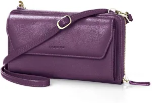 nuoku Womens RFID Wallet Purse Wristlet Crossbody Clutch with Zip Around 2 Strap