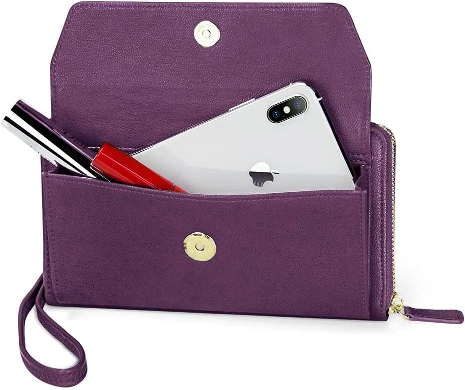nuoku Womens RFID Wallet Purse Wristlet Crossbody Clutch with Zip Around 2 Strap