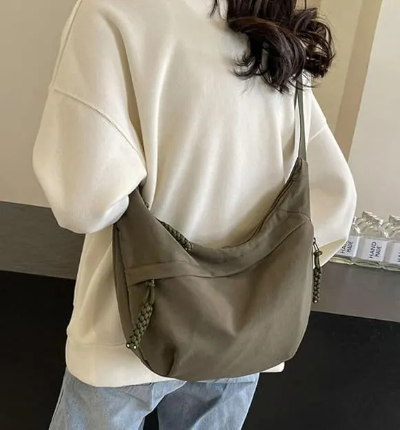 Nylon Crescent Crossbody Bag for Women Luna Bag Dumpling Bag Hobo Bag Moon Shoulder Bag