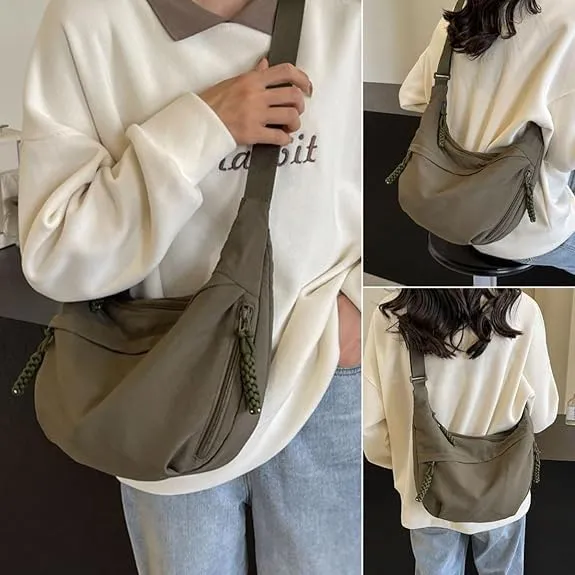 Nylon Crescent Crossbody Bag for Women Luna Bag Dumpling Bag Hobo Bag Moon Shoulder Bag