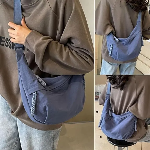 Nylon Crescent Crossbody Bag for Women Luna Bag Dumpling Bag Hobo Bag Moon Shoulder Bag