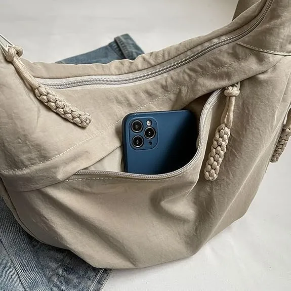 Nylon Crescent Crossbody Bag for Women Luna Bag Dumpling Bag Hobo Bag Moon Shoulder Bag