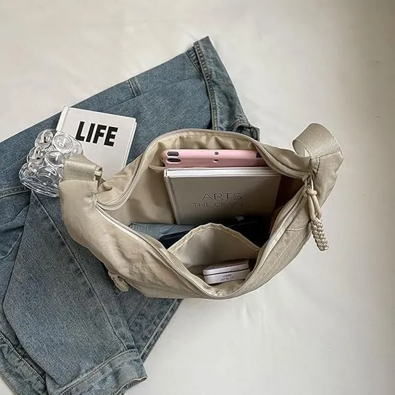 Nylon Crescent Crossbody Bag for Women Luna Bag Dumpling Bag Hobo Bag Moon Shoulder Bag