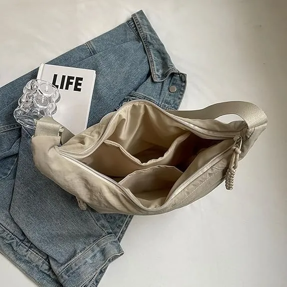 Nylon Crescent Crossbody Bag for Women Luna Bag Dumpling Bag Hobo Bag Moon Shoulder Bag