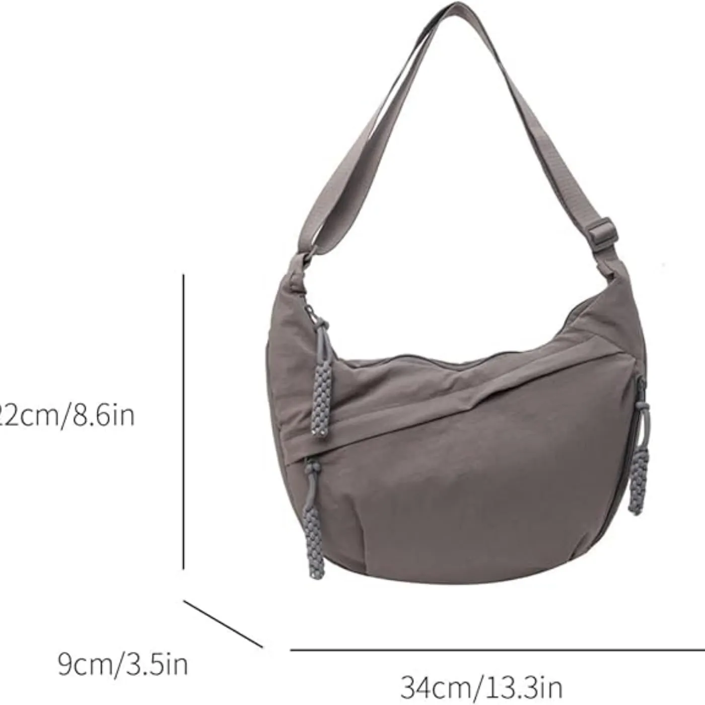 Nylon Crescent Crossbody Bag for Womens,Retro Canvas Bag,Trendy Casual Sling Bag Lightweight with Adjustable Strap