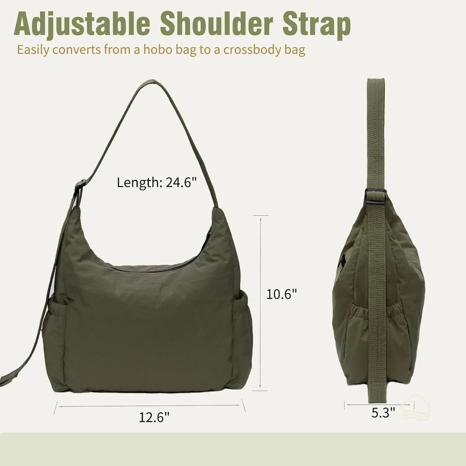 Nylon Hobo Crossbody Bags Lightweight Shoulder Bag Casual Work Travel Handbags 2025 Trendy with Adjustable Quilted Strap