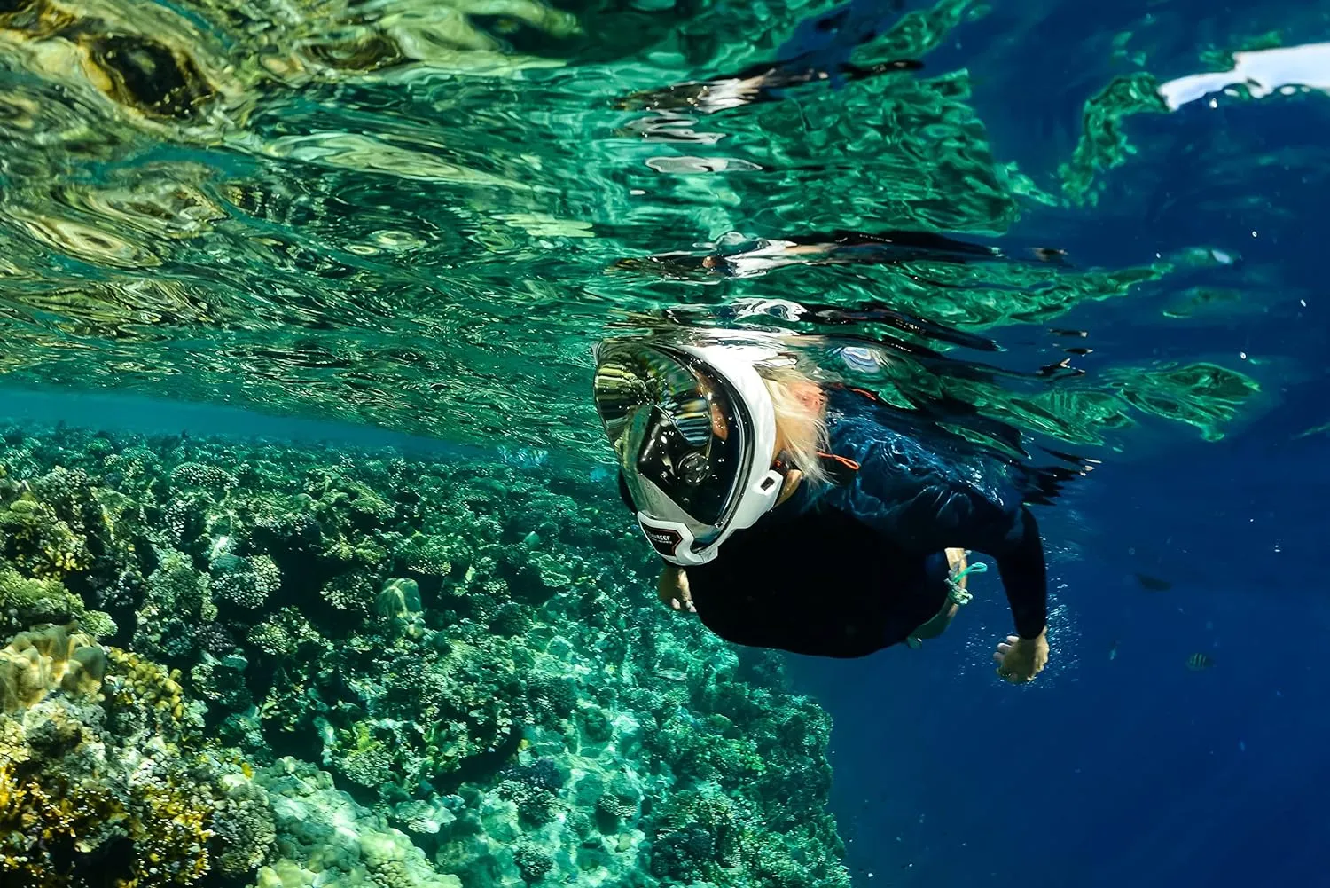 OCEAN REEF - Aria QR   Quick Release Snorkeling Mask - Full Face Snorkeling Mask - 180 Degree Underwater Vision - 8 Colours and 4 Sizes