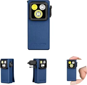 OLIGHT Oclip Ultra EDC Flashlight Clip-on Light, 530 Lumens Rechargeable with Type-C Charging, Combines Floodlight, Spotlight and UV, Triple Magenetic Lights for Inspection and Work (Navy Blue)