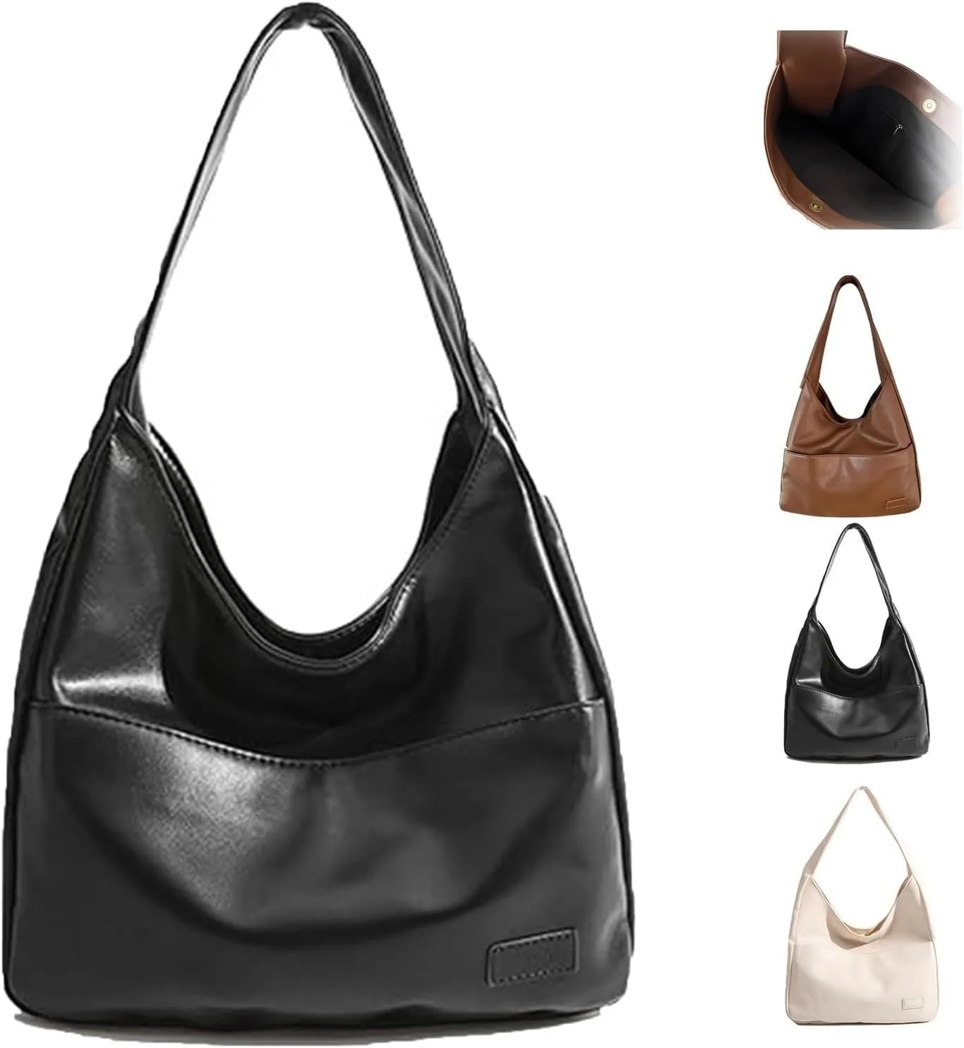 Ooomay Maya - Women's Black Hobo Shoulder Bag, 25*35*12cm/9.8*13.8*4.7in