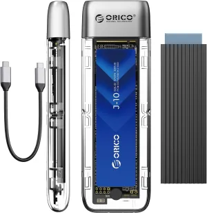 ORICO M.2 NVMe SATA SSD Enclosure, Tool-Free USB 3.2 Type-C 10Gbps to SSD Enclosure for SATA/NVMe M.2(M-Key/B M-Key) SSD Support 2230/2242/2260/2280, Up to 4TB Max Capacity - TXM2M