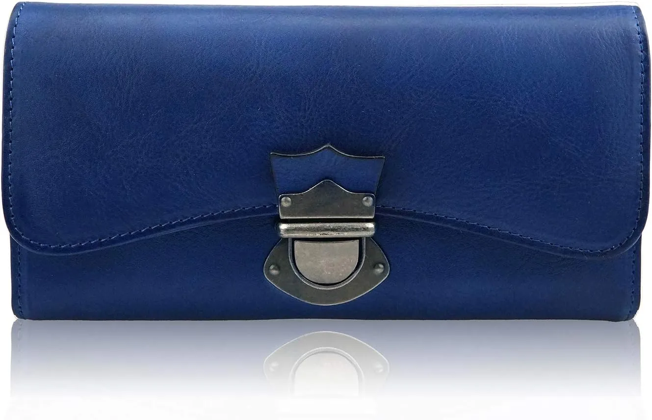 ORIREAL Women's Wallet Genuine Leather Ladies Dip Dye Wallet with 18 Card Slots Large Capacity Card Holder Cluth Purse