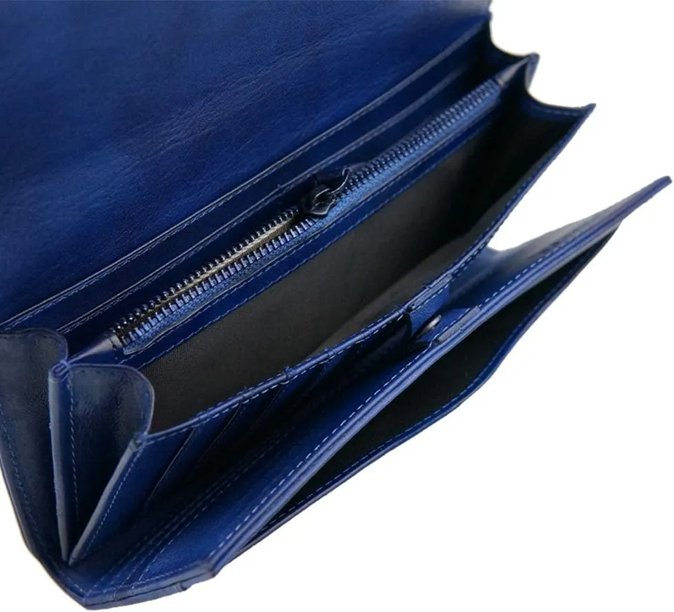 ORIREAL Women's Wallet Genuine Leather Ladies Dip Dye Wallet with 18 Card Slots Large Capacity Card Holder Cluth Purse