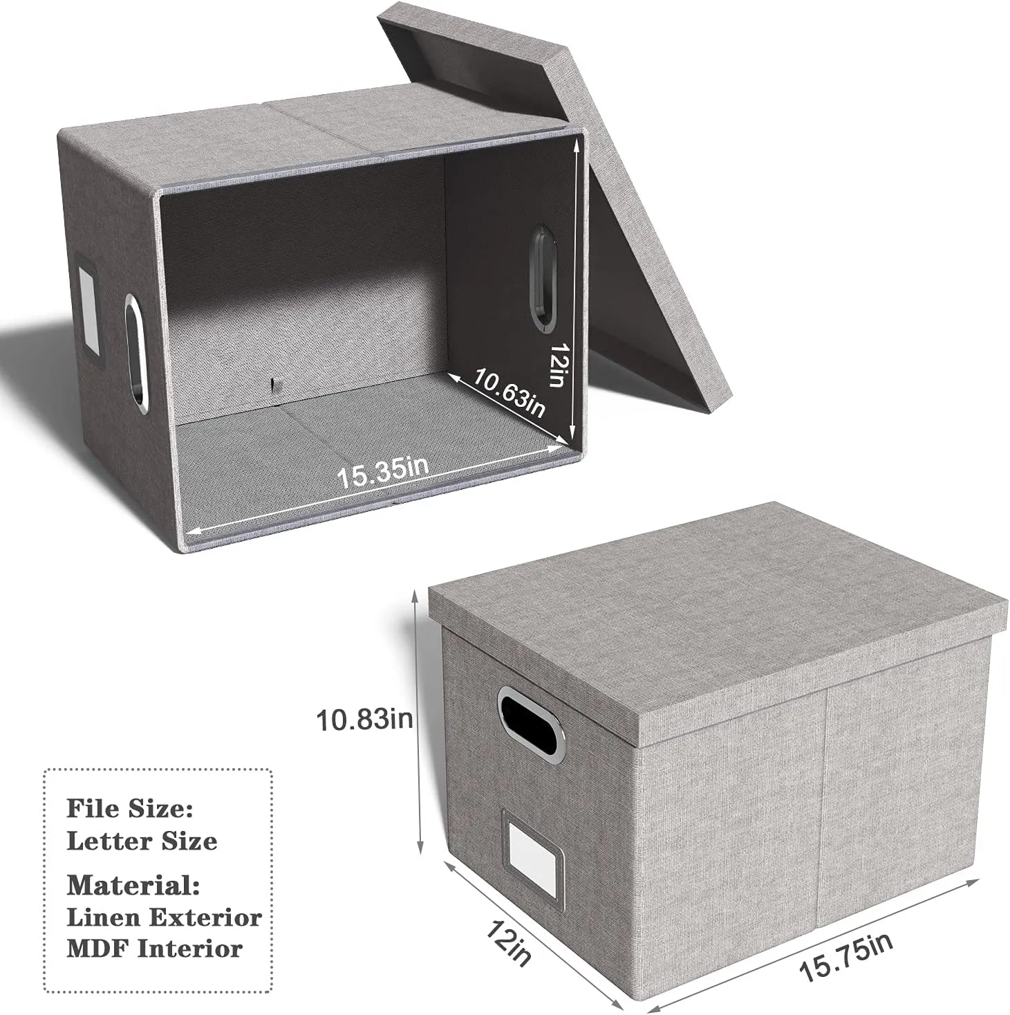 Oterri File Organizer With Lid, Portable Hanging File Box for Letter/Legal Folder Storage, Office/Decor/Home, 1 Pack, Gray