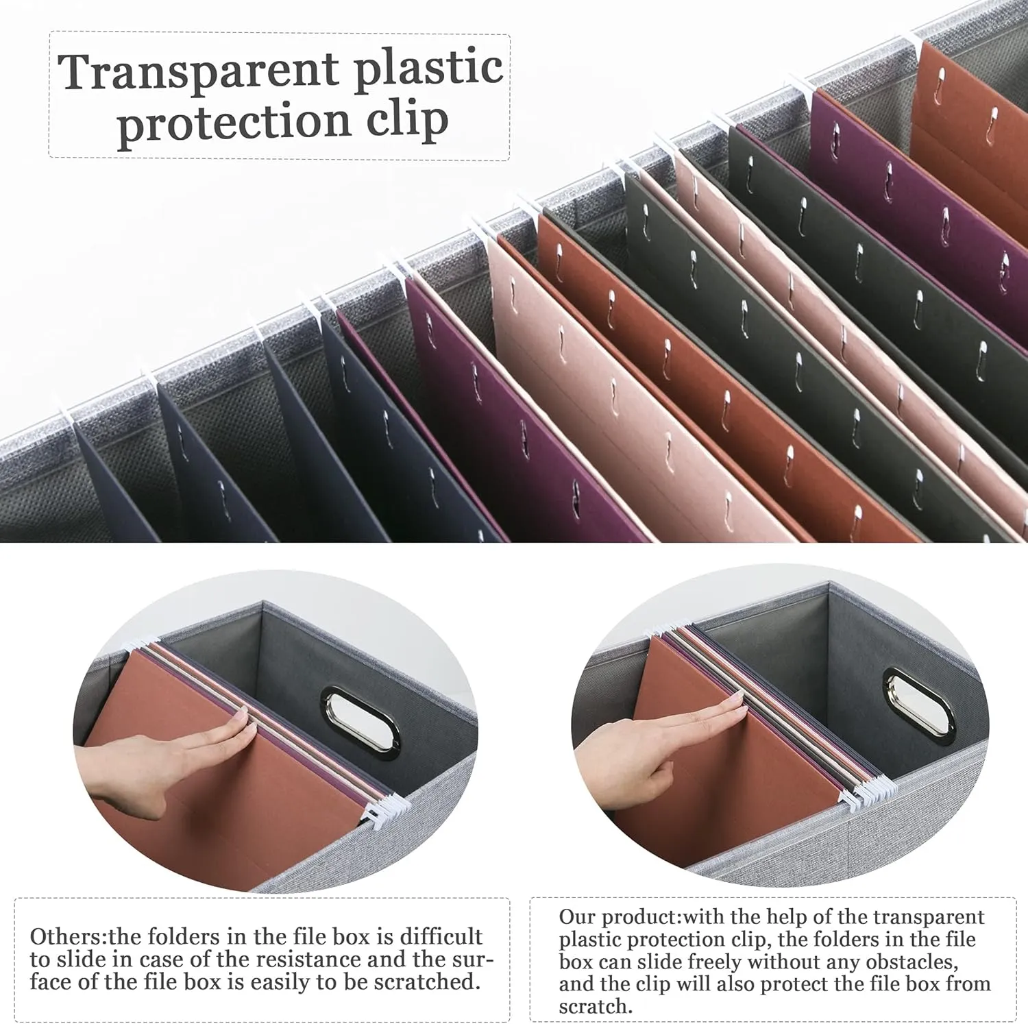 Oterri File Organizer With Lid, Portable Hanging File Box for Letter/Legal Folder Storage, Office/Decor/Home, 1 Pack, Gray