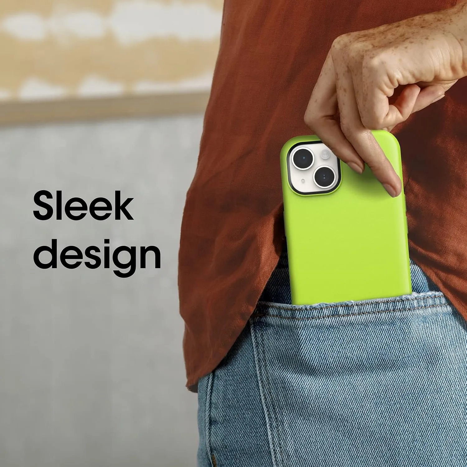 OtterBox iPhone 14 & iPhone 13 Symmetry Series  Case - Lime All Yours (Green), Ultra-Sleek, Snaps to MagSafe, Raised Edges Protect Camera & Screen