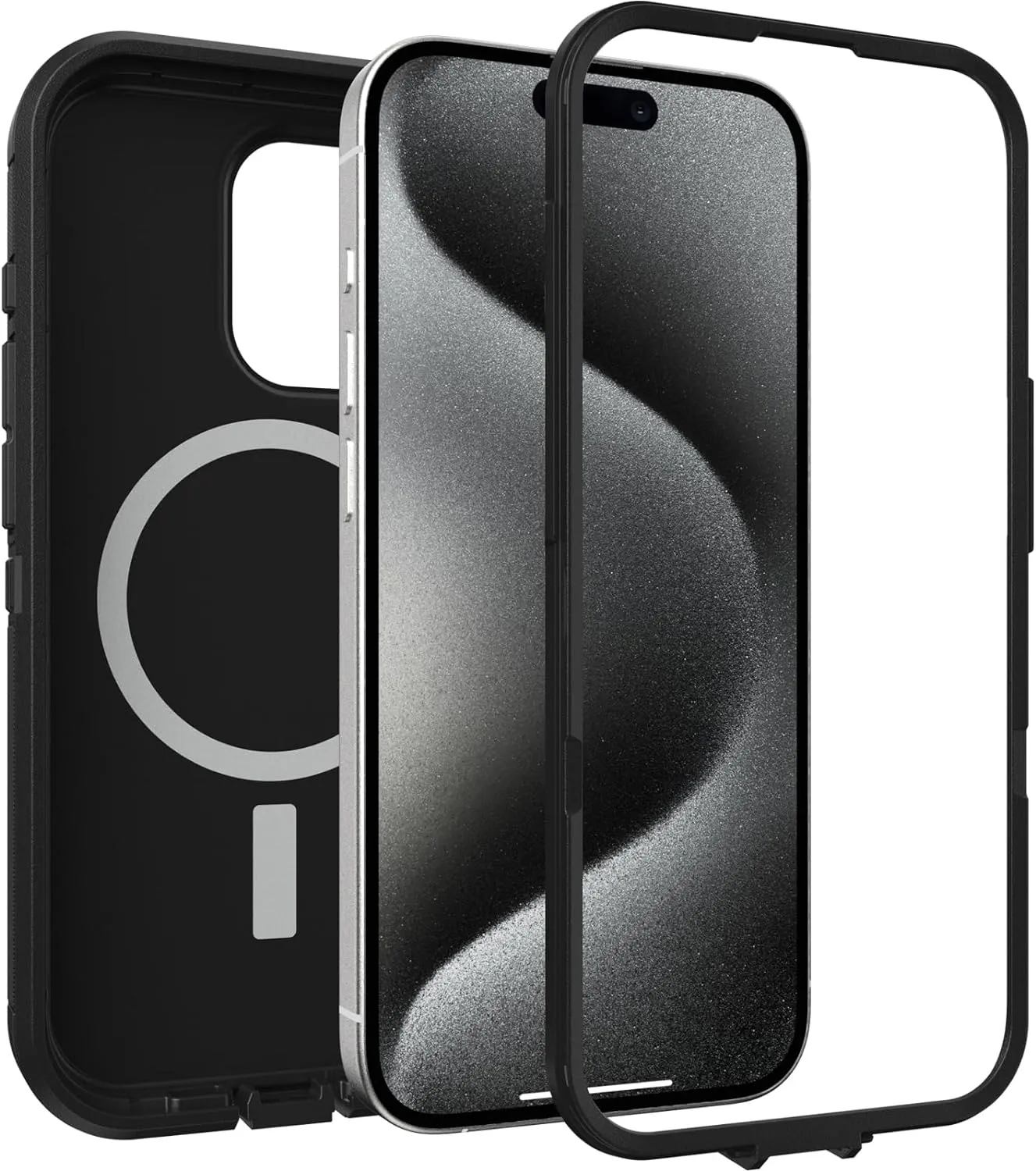 OtterBox iPhone 15 Pro (Only) Defender Series XT Case - Black, screenless, Rugged, Snaps to MagSafe, Lanyard Attachment