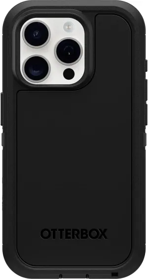 OtterBox iPhone 15 Pro (Only) Defender Series XT Case - Black, screenless, Rugged, Snaps to MagSafe, Lanyard Attachment