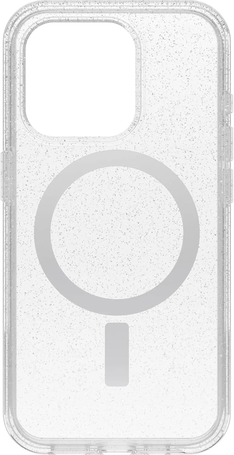 OtterBox iPhone 15 Pro (Only) Symmetry Series Clear Case - Stardust (Clear/Silver), Snaps to MagSafe, Ultra-Sleek, Raised Edges Protect Camera & Screen